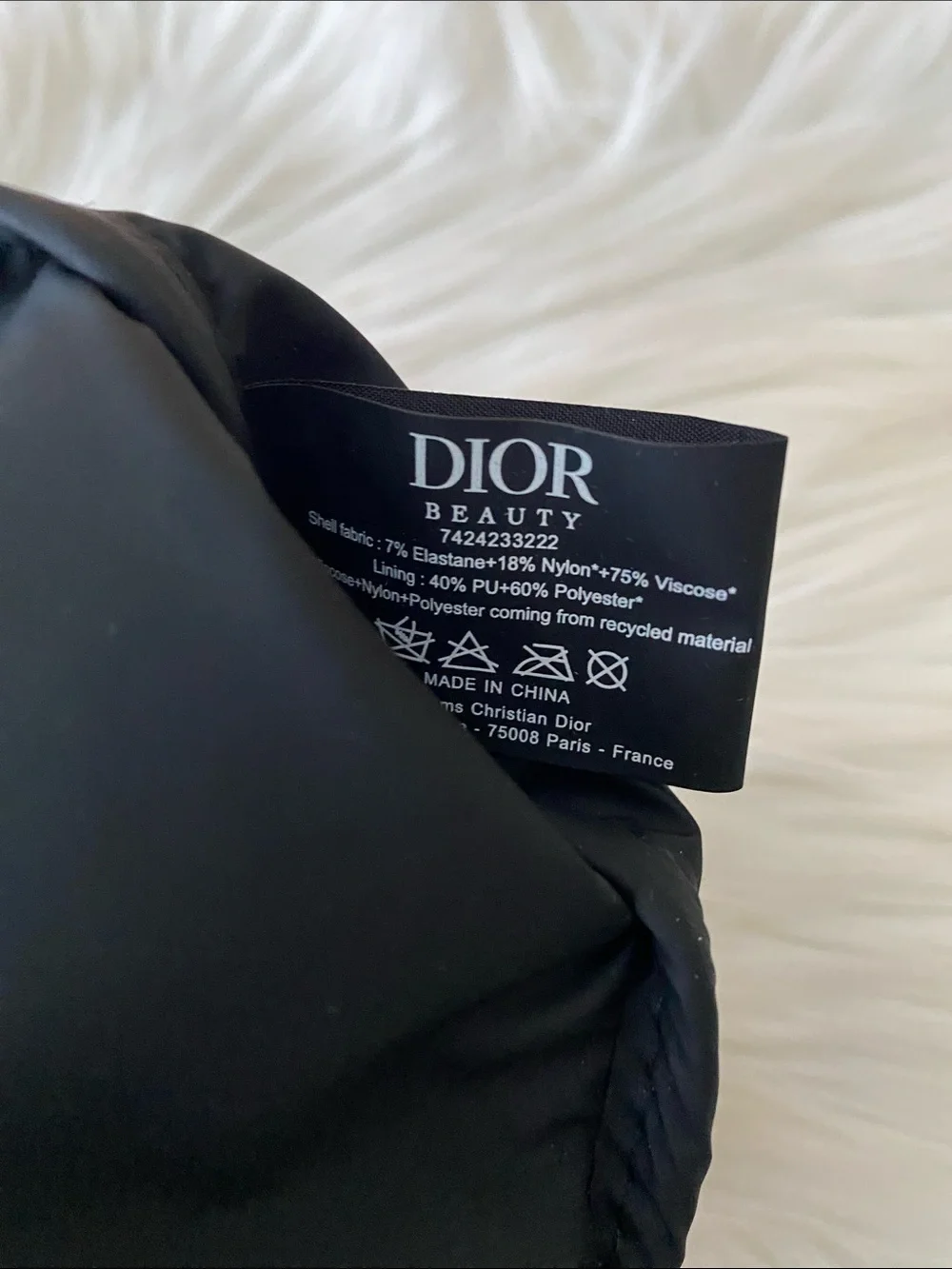 Christian Dior Embroidered CD Black Zip makeup bag
